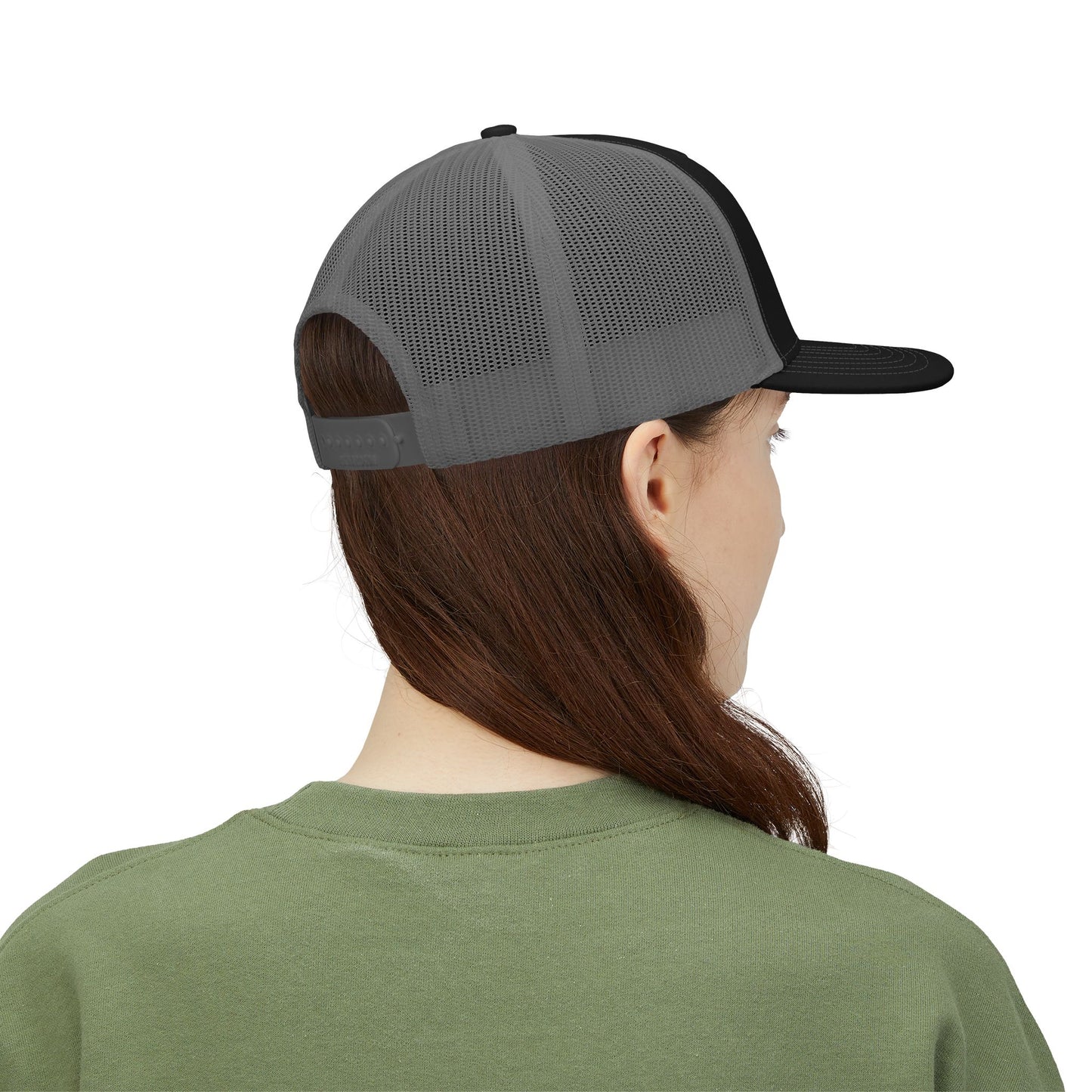 Trucker Cap — 'HF' Hammer Logo Snapback Hat, Rugged Industrial Workwear