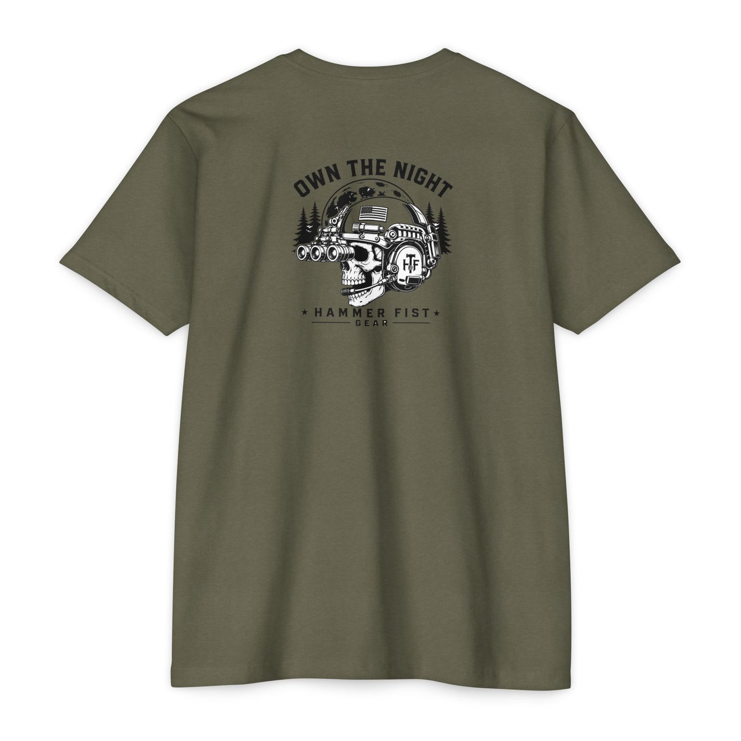 Own the Night camper skull illustration T-shirt | Hammer Fist logo