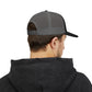 Trucker Cap — 'HF' Hammer Logo Snapback Hat, Rugged Industrial Workwear