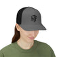 Trucker Cap — 'HF' Hammer Logo Snapback Hat, Rugged Industrial Workwear