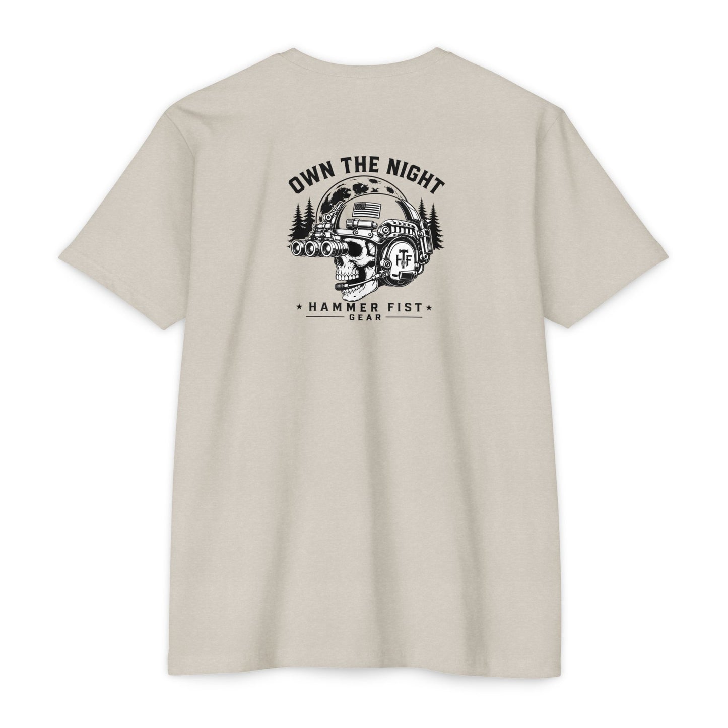 Own the Night camper skull illustration T-shirt | Hammer Fist logo